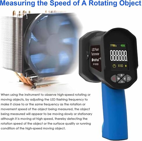 Handheld Stroboscope, High-Precision Non-Contact Digital Stroboscope with 16 LED Lamp Beads, 60~100,000 RPM, 1500LUX, 0.001% Accuracy, USB Charging, Perfect for Fan, HVAC Motor Engine in Kuwait
