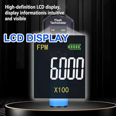 Handheld Stroboscope, High-Precision Non-Contact Digital Stroboscope with 16 LED Lamp Beads, 60~100,000 RPM, 1500LUX, 0.001% Accuracy, USB Charging, Perfect for Fan, HVAC Motor Engine in Kuwait