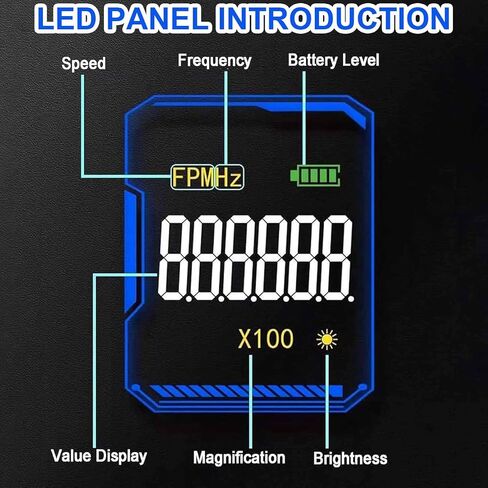 Handheld Stroboscope, High-Precision Non-Contact Digital Stroboscope with 16 LED Lamp Beads, 60~100,000 RPM, 1500LUX, 0.001% Accuracy, USB Charging, Perfect for Fan, HVAC Motor Engine in Kuwait
