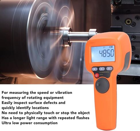 LED Digital Handheld Stroboscope, Rechargeable LED Flash Strobe Speedometer, Measuring Range 60-99999RPM & High Accuracy 0.001%, 1500LUX for Printing Spinning Gear in Saudi Arabia