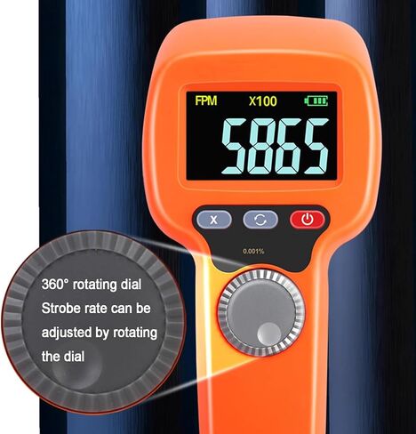 LED Digital Handheld Stroboscope, Rechargeable LED Flash Strobe Speedometer, Measuring Range 60-99999RPM & High Accuracy 0.001%, 1500LUX for Printing Spinning Gear in Saudi Arabia
