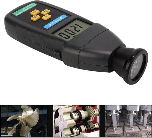 Handheld Digital Stroboscope Tachometer, Digital Flash Tachometer Revolution Meter with LCD Display with Backlight, Measuring Range Up to 19999rpm, for Measure Motors, Machine Parts, Lathes in Saudi Arabia