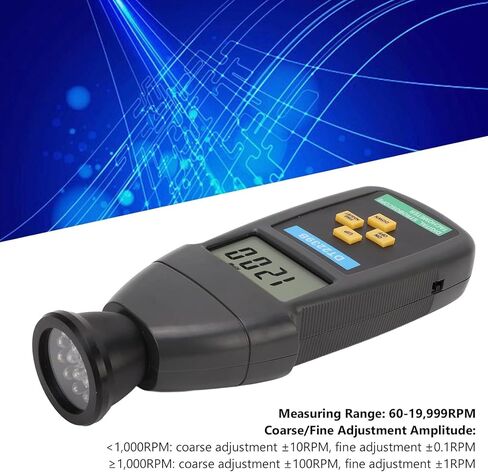 Handheld Digital Stroboscope Tachometer, Digital Flash Tachometer Revolution Meter with LCD Display with Backlight, Measuring Range Up to 19999rpm, for Measure Motors, Machine Parts, Lathes in Saudi Arabia