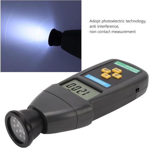 Handheld Digital Stroboscope Tachometer, Digital Flash Tachometer Revolution Meter with LCD Display with Backlight, Measuring Range Up to 19999rpm, for Measure Motors, Machine Parts, Lathes in Saudi Arabia
