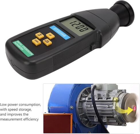Handheld Digital Stroboscope Tachometer, Digital Flash Tachometer Revolution Meter with LCD Display with Backlight, Measuring Range Up to 19999rpm, for Measure Motors, Machine Parts, Lathes in Saudi Arabia