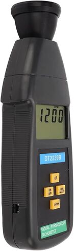 Handheld Digital Stroboscope Tachometer, Digital Flash Tachometer Revolution Meter with LCD Display with Backlight, Measuring Range Up to 19999rpm, for Measure Motors, Machine Parts, Lathes in Saudi Arabia