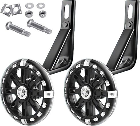 Training Wheels for 12 Inch Bike Heavy Duty Bicycle Auxiliary Wheel Flash Training Wheels, Anti-Slip Stable Auxiliary Silent Wheels for Variable Speed and Single Speed Bike, (Black) in Kuwait