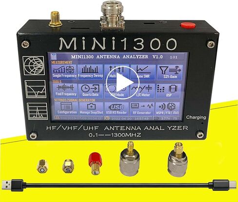 Upgraded Mini1300 Antenna Analyzer 0.1-1300MHz 4.3" TFT Touch Screen RF Vector Network Analyzer Labeled SMA Calibration Kit Portable HF VHF UHF SWR Meter Aluminum Alloy Shell Full Bands in Kuwait