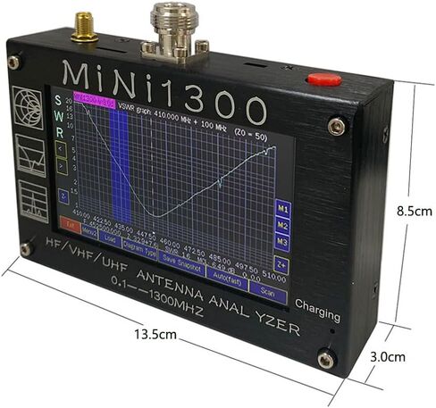 Upgraded Mini1300 Antenna Analyzer 0.1-1300MHz 4.3" TFT Touch Screen RF Vector Network Analyzer Labeled SMA Calibration Kit Portable HF VHF UHF SWR Meter Aluminum Alloy Shell Full Bands in Kuwait