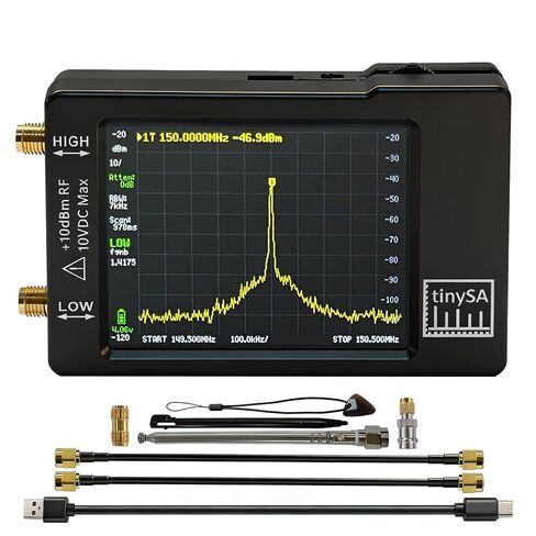 محلل التردد المحمول TinySA Spectrum Analyzer V0.3.1 100 كيلو هرتز - 960 ميجا هرتز مع شاشة لمس 2.8 بوصة MF/HF/VHF/UHF مدخل مولد إشارة مدمج ESD محمي والتحكم في الكمبيوتر in Kuwait