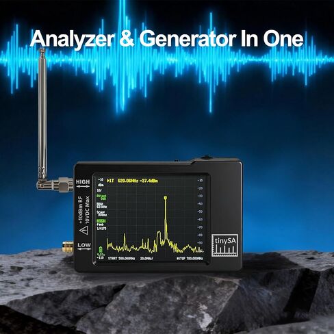 محلل التردد المحمول TinySA Spectrum Analyzer V0.3.1 100 كيلو هرتز - 960 ميجا هرتز مع شاشة لمس 2.8 بوصة MF/HF/VHF/UHF مدخل مولد إشارة مدمج ESD محمي والتحكم في الكمبيوتر in Kuwait