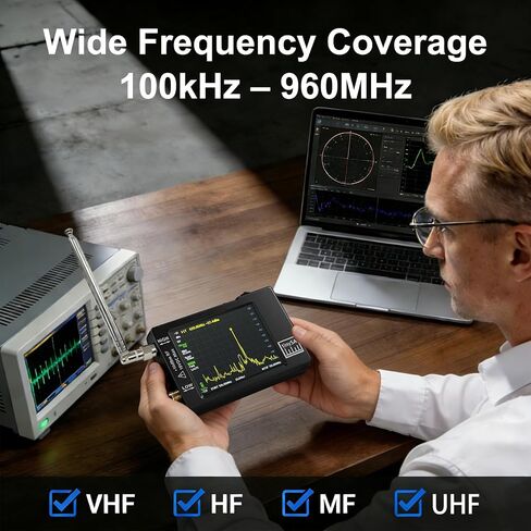 محلل التردد المحمول TinySA Spectrum Analyzer V0.3.1 100 كيلو هرتز - 960 ميجا هرتز مع شاشة لمس 2.8 بوصة MF/HF/VHF/UHF مدخل مولد إشارة مدمج ESD محمي والتحكم في الكمبيوتر in Kuwait