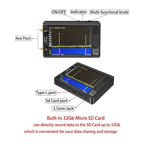 2026 TinySA Ultra Handheld Spectrum Analyzer 100kHz-5.4GHz 4-Inch Touchscreen, Signal Generator 32GB SD Card 5000mAh Battery Portable RF Test Device in Kuwait