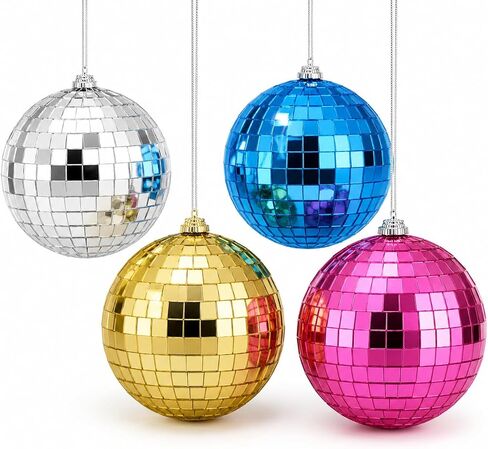 Youdepot Disco Ball 4-Pack 4" – Hanging Disco Ball Christmas Decor with String – Reflective Disco Christmas Décor for Indoor & Outdoor Use – Perfect Christmas Disco Decorations for Holiday Parties in Kuwait