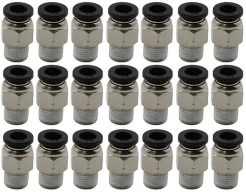 60-Pack 1/4" OD Push-to-Connect Pneumatic Fitting with 1/8" NPT Nickel-Plated Brass Thread, 150 PSI Rated, Hex 1/2" Wrench Fit in Kuwait