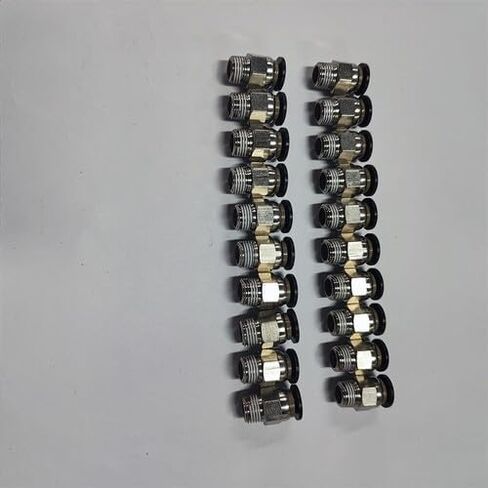 60-Pack 1/4" OD Push-to-Connect Pneumatic Fitting with 1/8" NPT Nickel-Plated Brass Thread, 150 PSI Rated, Hex 1/2" Wrench Fit in Kuwait