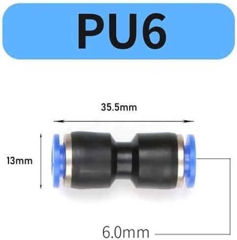 30PC 1/4" OD Plastic Pneumatic Push-to-Connect Straight Union Fitting for Air Tubing, 0-150 PSI, Vacuum Rated in Kuwait