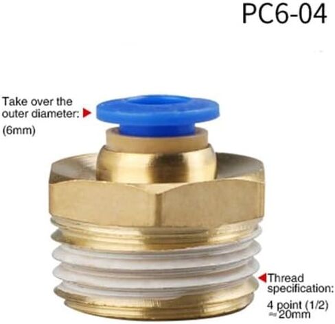 10-Piece Pneumatic Push-to-Connect Fittings: 1/4" Tube OD x 1/2" NPT Male, Brass & Polybutylene, 0–60°C, for Air Systems in Kuwait