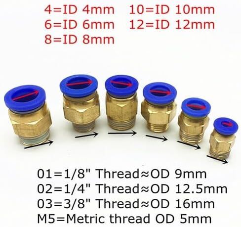 10-Piece Pneumatic Push-to-Connect Fittings: 1/4" Tube OD x 1/2" NPT Male, Brass & Polybutylene, 0–60°C, for Air Systems in Kuwait