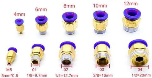 10-Piece Pneumatic Push-to-Connect Fittings: 1/4" Tube OD x 1/2" NPT Male, Brass & Polybutylene, 0–60°C, for Air Systems in Kuwait