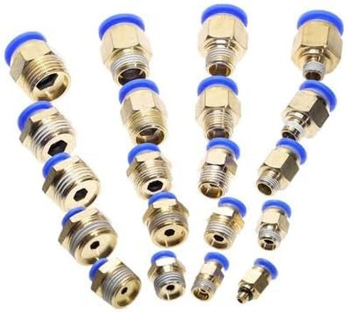 10-Piece Pneumatic Push-to-Connect Fittings: 1/4" Tube OD x 1/2" NPT Male, Brass & Polybutylene, 0–60°C, for Air Systems in Kuwait