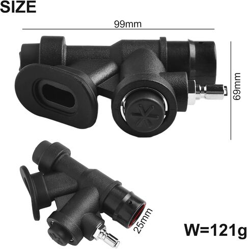 الغوص لمنفاخ الطاقة عن طريق الفم BCD K-Type صمام 45 درجة مع روابط كابل لمعوض الطفو للخرطوم المرن واجهة 2.5 سم مادة النايلون الأسود in Kuwait