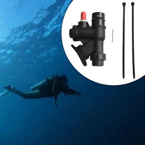 الغوص لمنفاخ الطاقة عن طريق الفم BCD K-Type صمام 45 درجة مع روابط كابل لمعوض الطفو للخرطوم المرن واجهة 2.5 سم مادة النايلون الأسود in Kuwait