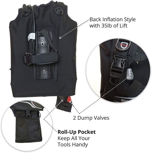 Mares Journey 3.0 غوص سكوبا BCD للتضخم الخلفي مع جيوب وزن مدمجة - معدات غوص سكوبا - غوص سكوبا BCD BCD - سفر BCD - نظام غوص BCD - غوص سكوبا BCD - متوسط in Kuwait