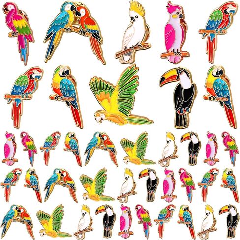 yinkin 24 pcs parrot parrot troprot brooch brooch ملونة ببغاء صلق للبصفرة دبوس حيوانات حيوانات طية طية طية طية للنساء إكسسوارات دبوس المجوهرات. in Kuwait