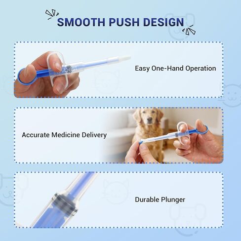 Mibest Pet Pill Shooter for Dogs and Cats, Soft Silicone Tip Pet Piller, One-Handed Pill Gun for Pets, Reusable Easy-Clean Pill Dispenser for Tablets and Capsules, Stress-Free Oral Medication Tool in Kuwait