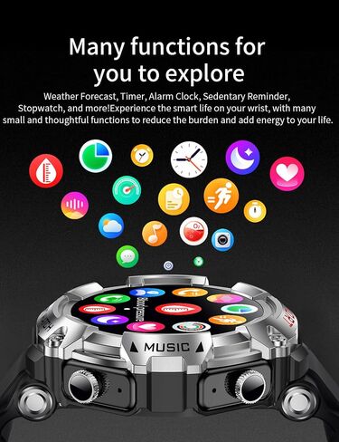 ZJX Smartwatch with Earbuds, 2-in-1 Sports Watch with Pedometer, 1.53-inch Rugged Fitness Watch, Calorie, Sleep Monitor, Heart Rate Monitor, 100+ Exercise Modes for iOS and Android in Kuwait