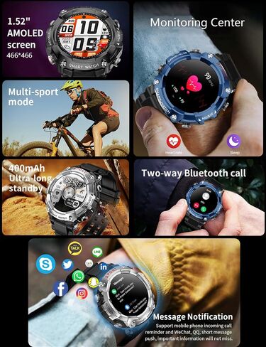 ZJX Smartwatch with Earbuds, 2-in-1 Sports Watch with Pedometer, 1.53-inch Rugged Fitness Watch, Calorie, Sleep Monitor, Heart Rate Monitor, 100+ Exercise Modes for iOS and Android in Kuwait