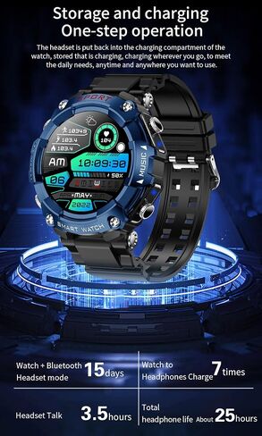 ZJX Smartwatch with Earbuds, 2-in-1 Sports Watch with Pedometer, 1.53-inch Rugged Fitness Watch, Calorie, Sleep Monitor, Heart Rate Monitor, 100+ Exercise Modes for iOS and Android in Kuwait