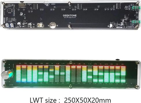 محلل طيف موسيقى LED، محلل طيف الصوت، DSP مدمج، شاشة LED، 20 شريحة/15 مستوى، مضخم شاشة VU متر، 5-12 فولت، يدعم تعديل EQ، للسيارة والمنزل., أسود in Kuwait