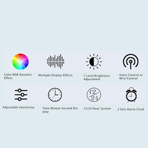 Music Spectrum Display Analyzer, RGB Colorful 1624 Segment Rhythm Light Level Voice Sensor, Clock Display, 384 LEDs 20 Dynamic & 7 Color Effect Display, Home Ambient Lights in Kuwait