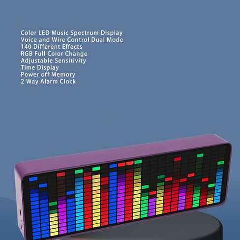 Music Spectrum Display Analyzer, RGB Colorful 1624 Segment Rhythm Light Level Voice Sensor, Clock Display, 384 LEDs 20 Dynamic & 7 Color Effect Display, Home Ambient Lights in Kuwait