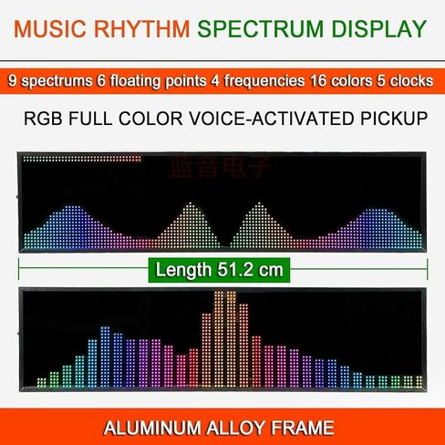 Music Rhythm Spectrum Display, Dynamic LED Spectrum Analyzer, Voice Control + Line Control, Featuring 36 Display Styles, 16 Colors, 4 Frequency Ranges, 3.5mm Audio Input, for Entertainment,Music Lover in Kuwait