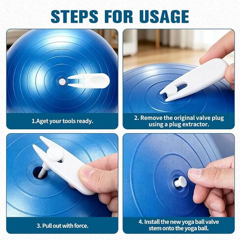 6 PCS Yoga Ball Plug Replacement Kit with Removal Tool, Exercise Ball Plug Replacement & BOSU Ball Plugs for Yoga Ball for Pregnancy, Pilates & Stability Balls, Pool Floats in Kuwait