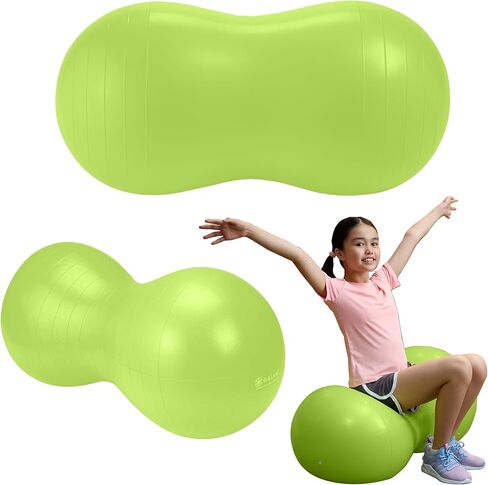 Gaiam Kids Active Seat Peanut Shaped Bounce Desk Chair -Exercise Yoga Balance Sitting Ball - Sensory Toys- Flexible Seating, Wiggle Seat for Boys and Girls - Lime in Kuwait