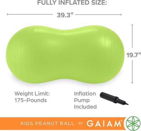Gaiam Kids Active Seat Peanut Shaped Bounce Desk Chair -Exercise Yoga Balance Sitting Ball - Sensory Toys- Flexible Seating, Wiggle Seat for Boys and Girls - Lime in Kuwait