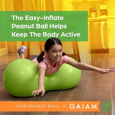 Gaiam Kids Active Seat Peanut Shaped Bounce Desk Chair -Exercise Yoga Balance Sitting Ball - Sensory Toys- Flexible Seating, Wiggle Seat for Boys and Girls - Lime in Kuwait