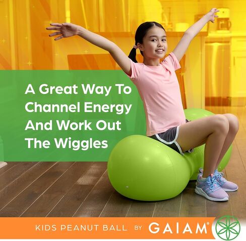 Gaiam Kids Active Seat Peanut Shaped Bounce Desk Chair -Exercise Yoga Balance Sitting Ball - Sensory Toys- Flexible Seating, Wiggle Seat for Boys and Girls - Lime in Kuwait