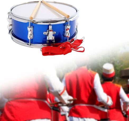 13" Snare Drum for Beginners and Kids, Double Tone Percussion Instrument, Lightweight Educational Practice Pad- Blue in Kuwait