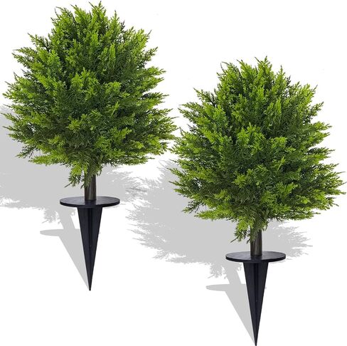 2 Pack Small Christmas Tree with Lights Timer Table Top Christmas Tree Tabletop Xmas Trees Decorated Bows Gold Pinecones Basket Base Lighted Christmas Decorations Desk Room Office Home Decor 20" in Kuwait