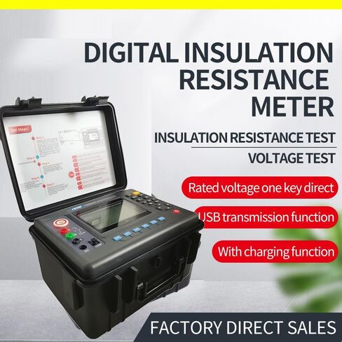 Digital 15kV High Voltage Insulation Tester with Rated Voltage 500V 1000V 2500V 5000V 10KV 15KV Insulation Resistance Range 0.01MΩ to 50TΩ Output Short-Circuit Current ≥6mA@15KV in Kuwait