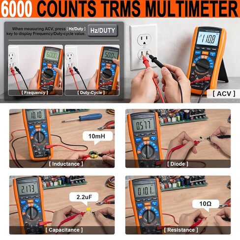 Insulation Resistance Tester 1000V Megohmmeter w/TRMS Multimeter 2 in 1, AIOMEST Megaohm Meter w/IR Test, NCV, Volt, 20A Current, Capacitance, Inductance, Continuity, Hz & Temp for HVAC, Motor in Kuwait