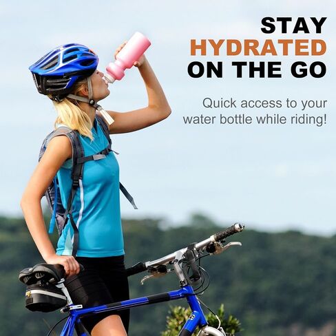 Pack of 2 Adjustable Bike Water Bottle Holder Mountain Bike Accessories for Men | Lightweight Mountain Bikes Water Bottle Cage & Cup Holder Bicycle Accessories | MTB Cup Grip for Riding - Black in Kuwait