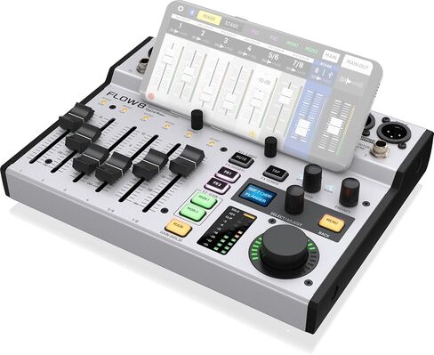 Behringer FLOW 8 8-Input Digital USB Audio Mixer with Bluetooth, Bundle with 2x H&A XLR M to F Professional Microphone Cable - 10' in Kuwait