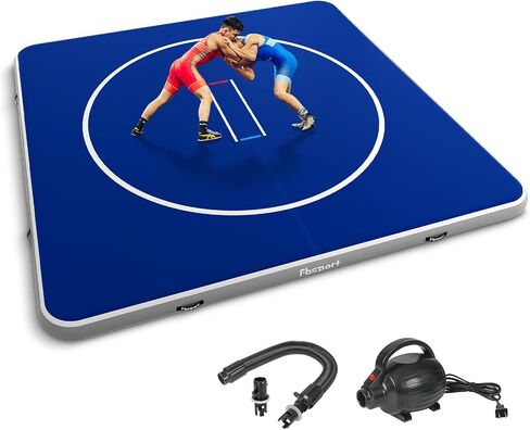 FBSPORT Inflatable Wrestling Mat 10ft/6.6ft/5ft, Outdoor and Indoor PVC Jiu Jitsu Mats, Gymnastics Training Mat Foldable for BJJ, MMA, Martial Art, Boxing, Grappling and Judo in Saudi Arabia