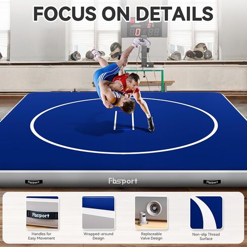 FBSPORT Inflatable Wrestling Mat 10ft/6.6ft/5ft, Outdoor and Indoor PVC Jiu Jitsu Mats, Gymnastics Training Mat Foldable for BJJ, MMA, Martial Art, Boxing, Grappling and Judo in Saudi Arabia
